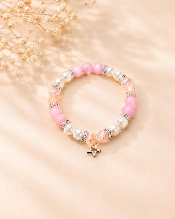 Blush Pearl Star Charm Bracelet