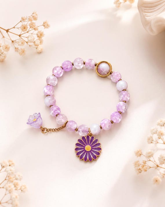 Lavender Bloom Charm Bracelet